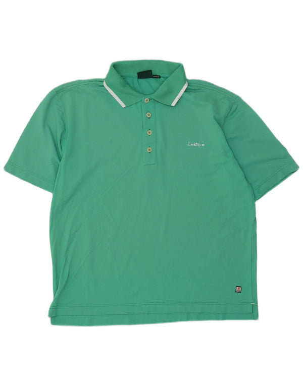 Chervo Mens Polo Shirt Large Turquoise Cotton