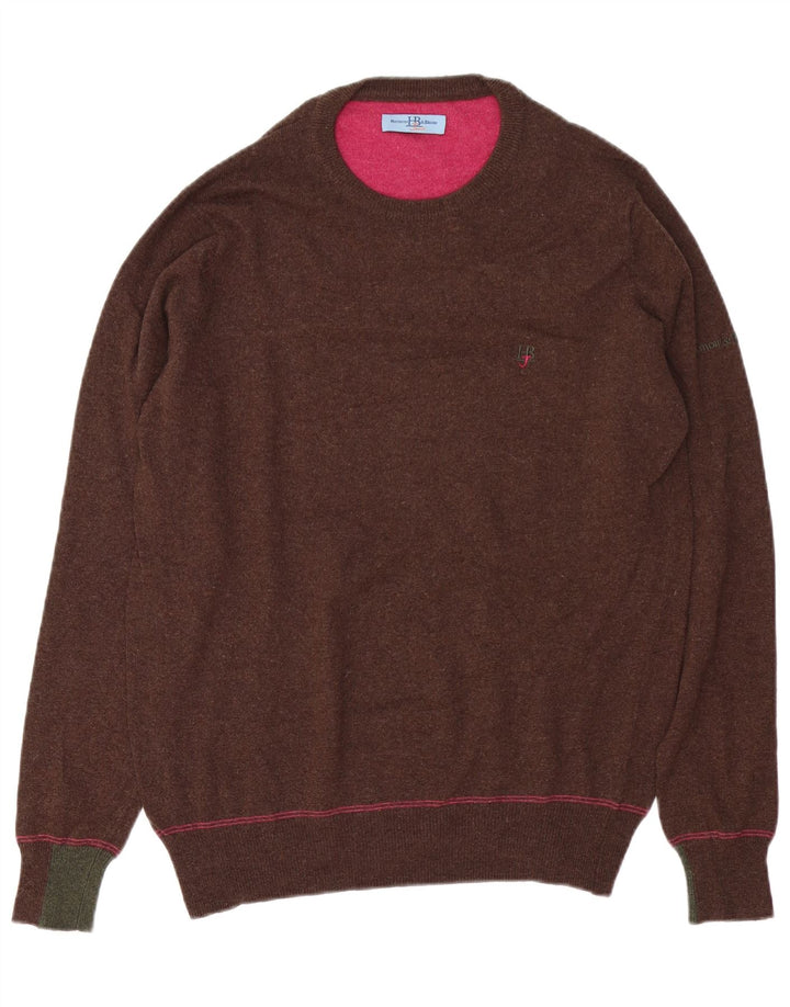 Harmont & Blaine Mens Crew Neck Jumper Sweater Medium Brown Wool