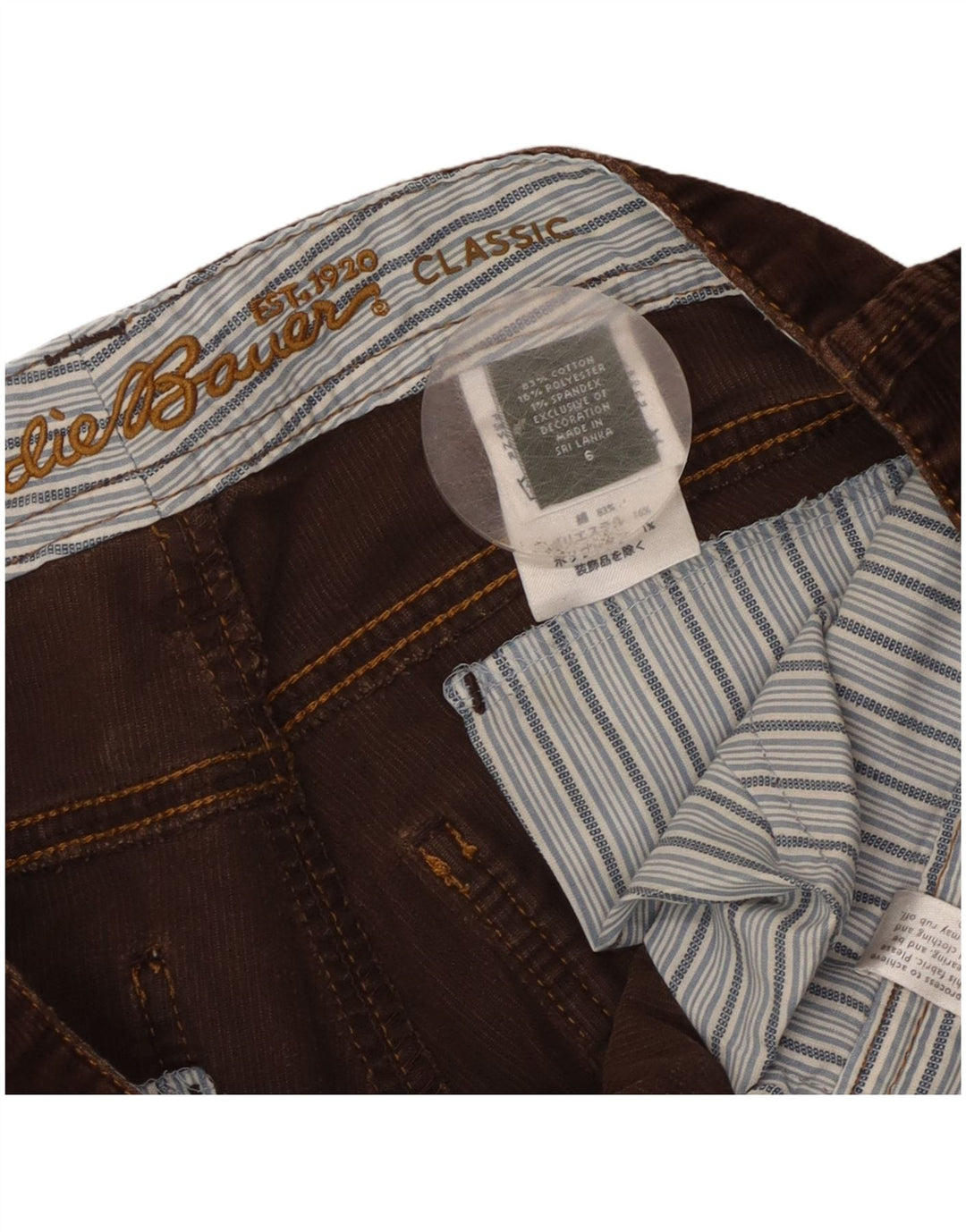 Eddie Bauer Womens Classic Corduroy Trousers US 6 Medium W32 L23 Brown