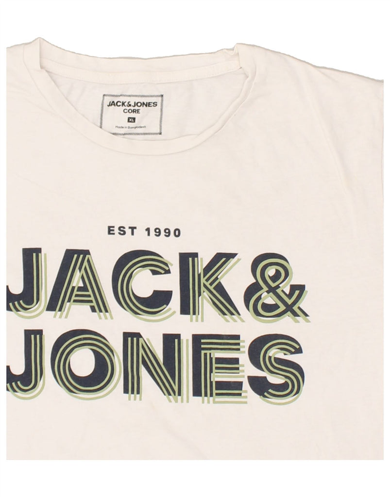 JACK & JONES Mens Slim Graphic T-Shirt Top XL White Cotton | Vintage Jack & Jones | Thrift | Second-Hand Jack & Jones | Used Clothing | Messina Hembry 