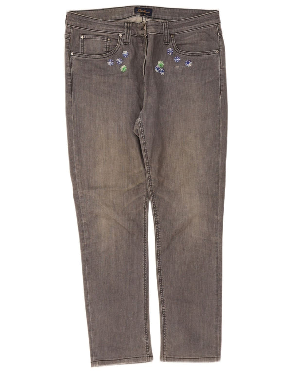 Luisa Spagnoli Womens Straight Jeans IT 48 XL W36 L28 Grey Floral Cotton