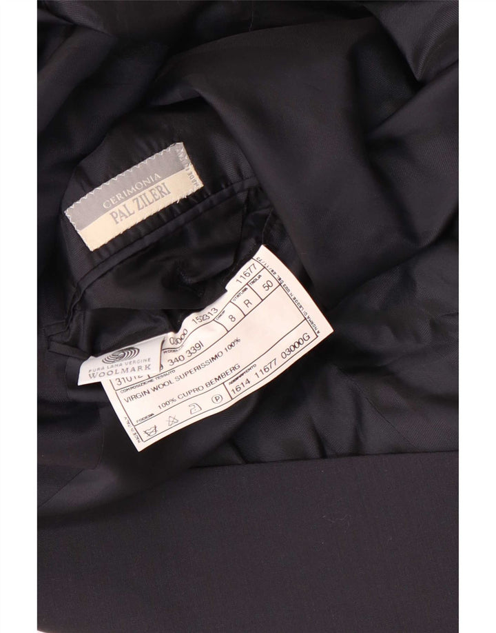 Pal Zileri Mens Longline 3 Button Blazer Jacket IT 50 Large Navy Blue Wool