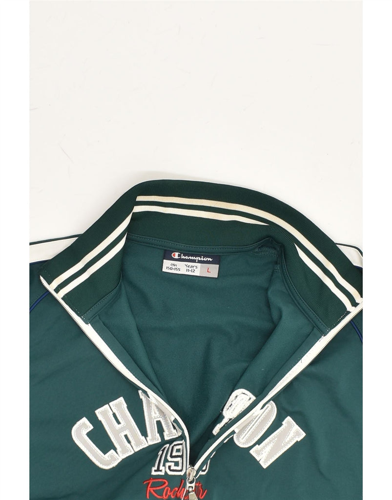 CHAMPION Boys Graphic Tracksuit Top Jacket 11-12 Years Green Polyester | Vintage Champion | Thrift | Second-Hand Champion | Used Clothing | Messina Hembry 