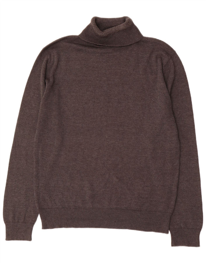 French Connection Mens Roll Neck Jumper Sweater Large Brown Cotton