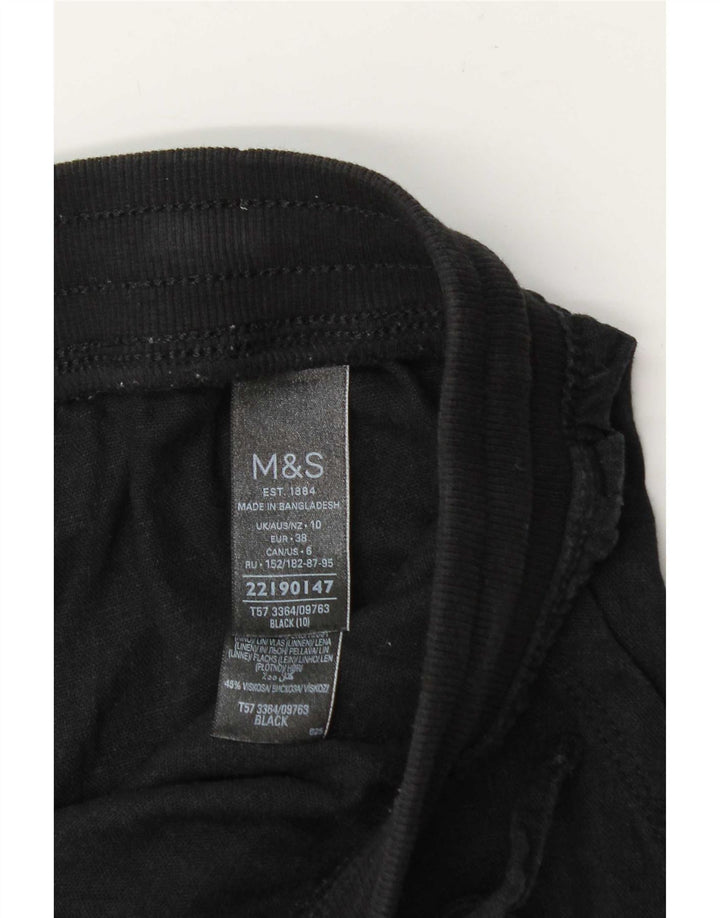 Marks & Spencer Womens Chino Shorts UK 10 Small W32 Black Linen