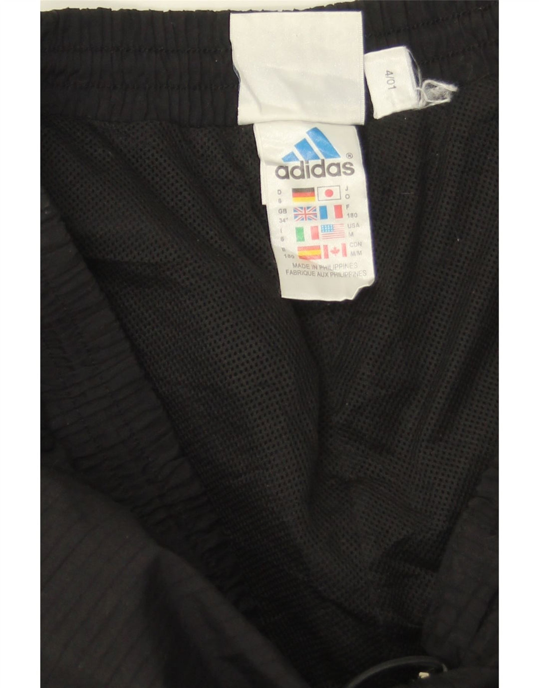 ADIDAS Mens Tracksuit Trousers Medium Black Polyester