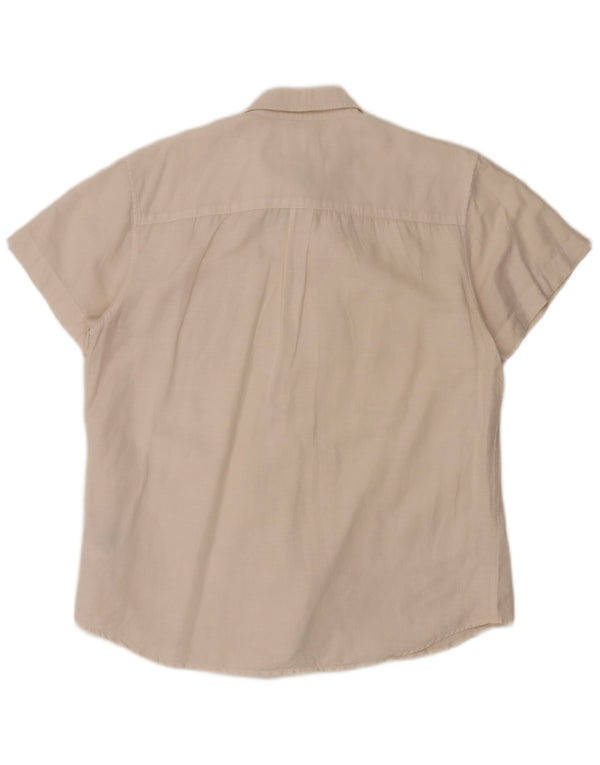 Wrangler Mens Short Sleeve Regular Fit Shirt Large Off White Linen