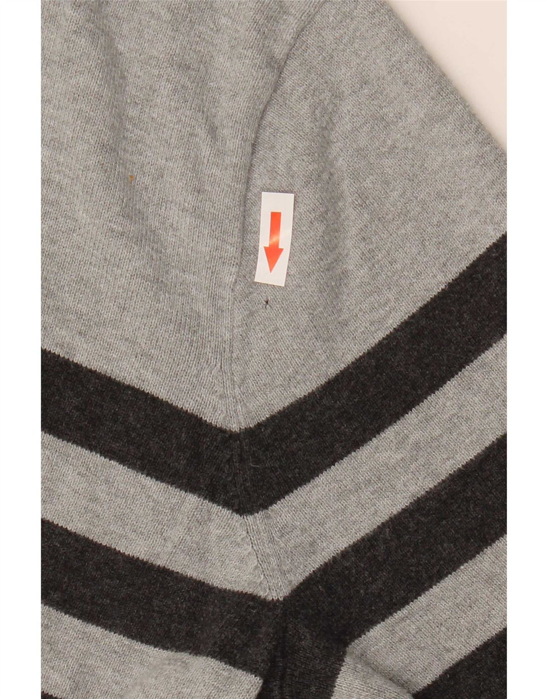 Tommy Hilfiger Mens V-Neck Jumper Sweater Medium Grey Striped Cotton