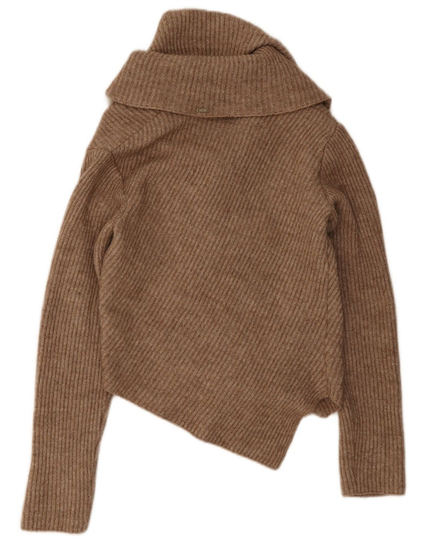 Liu Jo Womens Asymmetric Cardigan Sweater IT 40 Small Brown Acrylic
