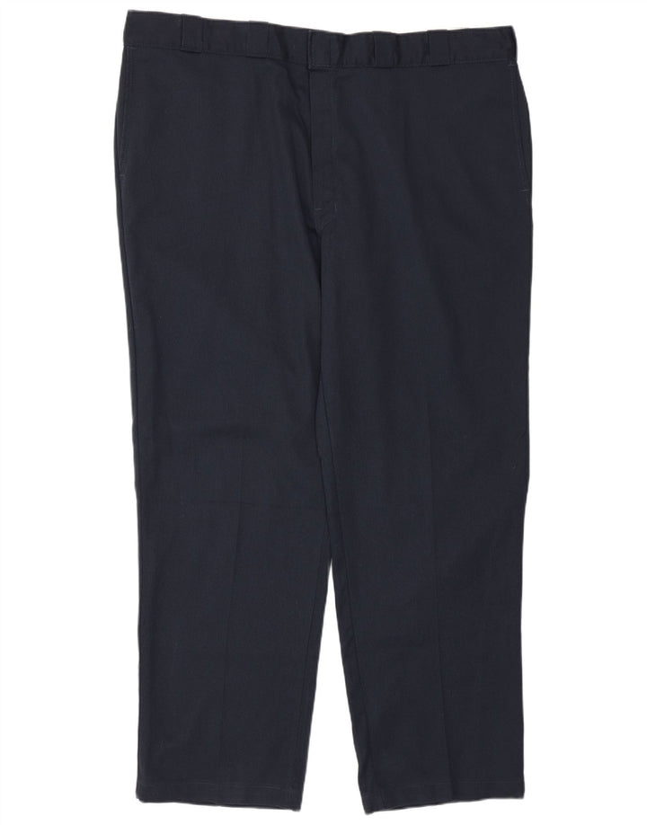 DICKIES Mens Straight Chino Trousers W46 L32 Navy Blue Polyester