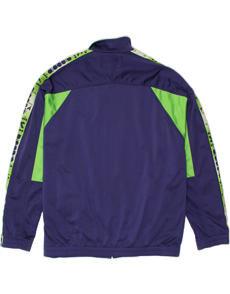 DIADORA Mens Graphic Tracksuit Top Jacket UK 44 XL Navy Blue Colourblock | Vintage Diadora | Thrift | Second-Hand Diadora | Used Clothing | Messina Hembry 