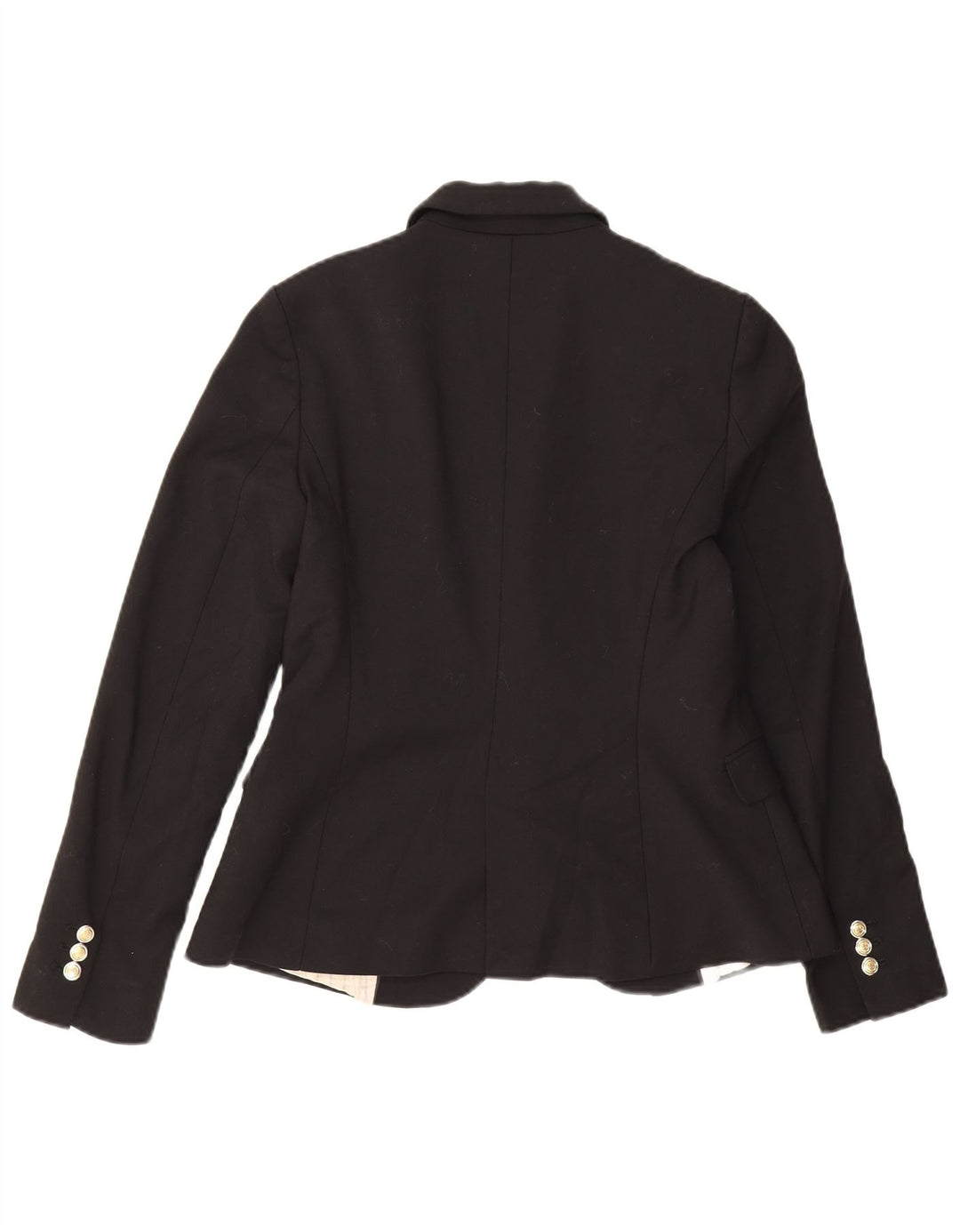 Zara Womens 1 Button Blazer Jacket UK 12 Medium Black Cotton