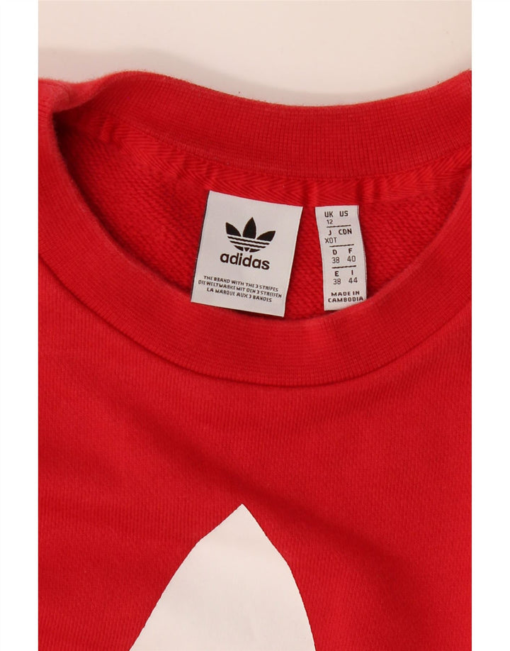 ADIDAS Womens Graphic Sweatshirt Jumper UK 12 Medium  Red Cotton