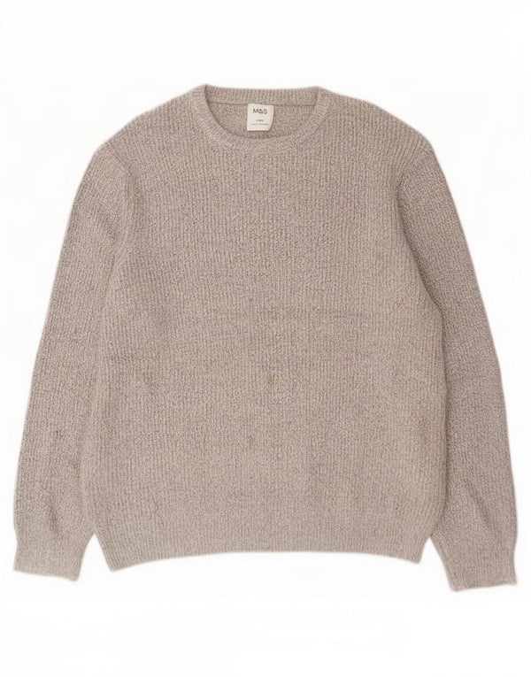 Marks & Spencer Mens Crew Neck Jumper Sweater Large Beige Polyamide
