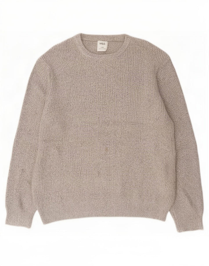 Marks & Spencer Mens Crew Neck Jumper Sweater Large Beige Polyamide