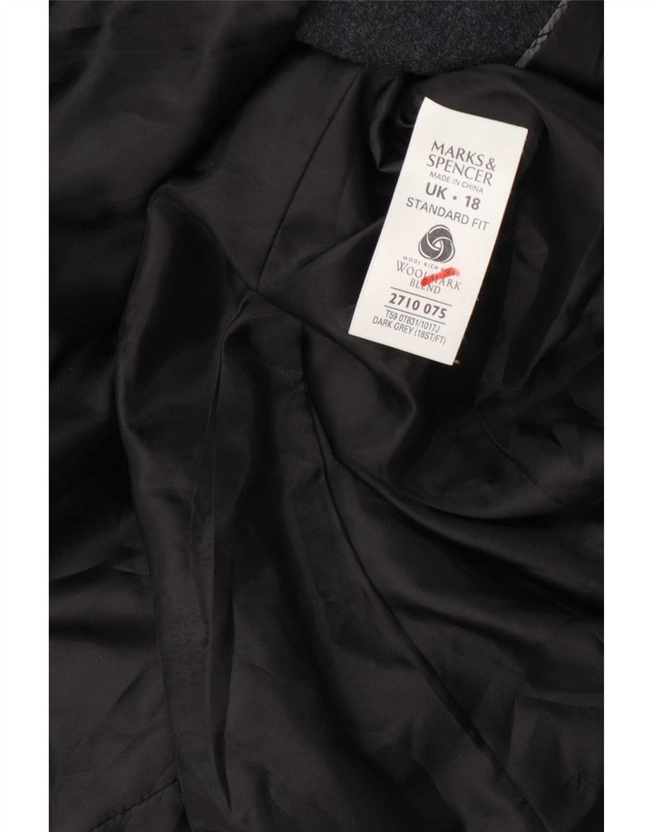 Marks & Spencer Womens Short Overcoat UK 18 XL Grey Wool