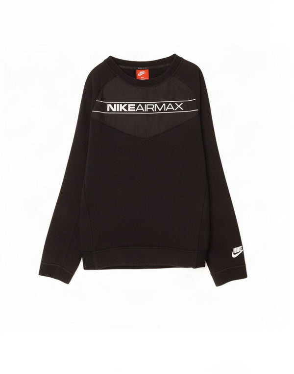 Nike Boys Graphic Sweatshirt Jumper 12-13 Years Large Black Colourblock