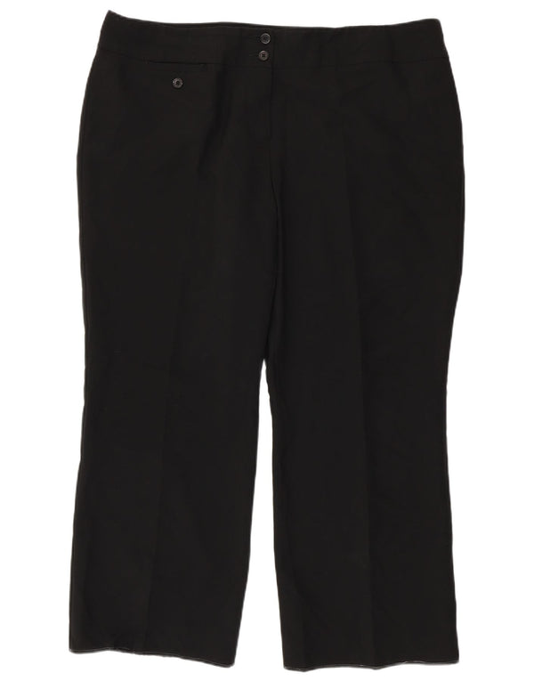 Marks & Spencer Womens Straight Cropped Trousers UK 22 3XL W42 L27 Black
