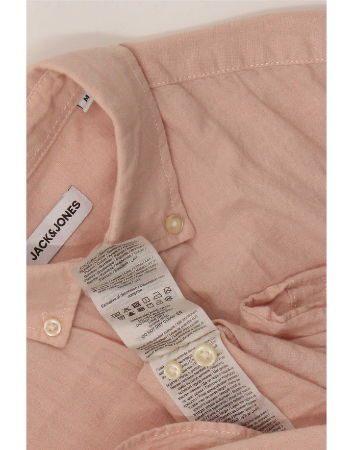 Jack & Jones Mens Short Sleeve Shirt Medium Pink Cotton