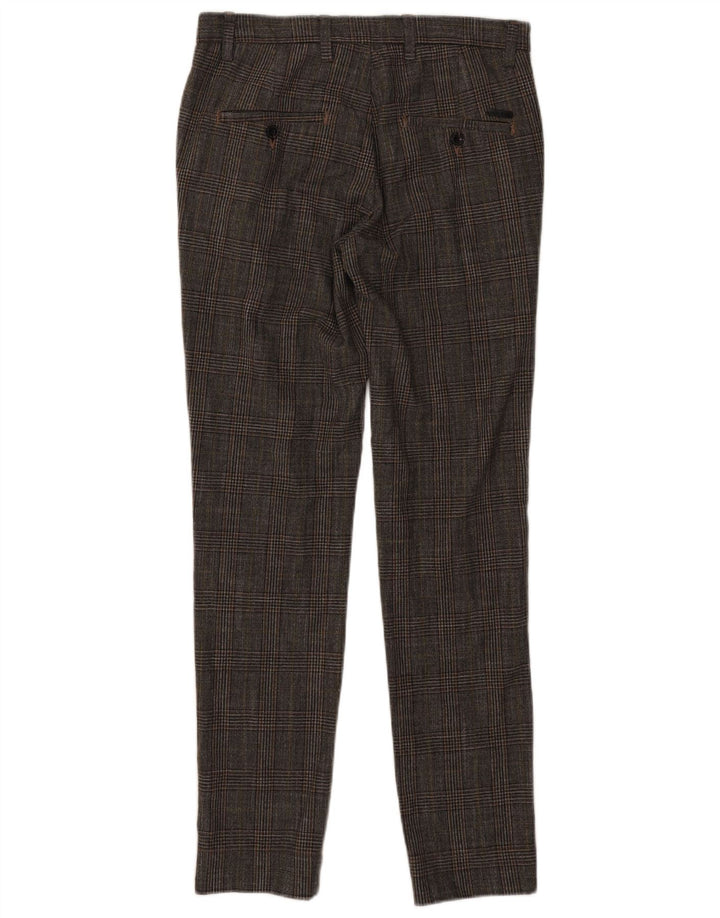Jack & Jones Mens Slim Suit Trousers W30 L32 Grey Check Polyester
