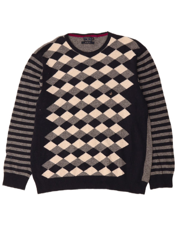 Brooksfield Mens Boat Neck Jumper Sweater IT 58 2XL Navy Blue
