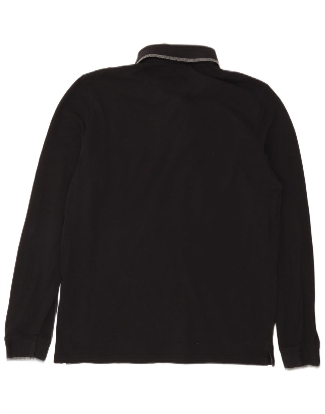 CHAMPION Mens Long Sleeve Polo Shirt Small Black Cotton