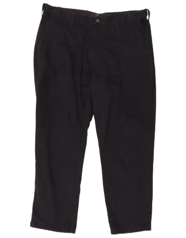 Marks & Spencer Mens Straight Regular Chino Trousers W38 L29 Navy Blue