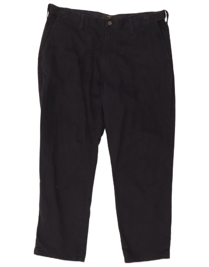 Marks & Spencer Mens Straight Regular Chino Trousers W38 L29 Navy Blue