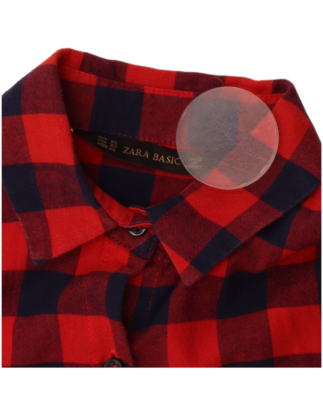 ZARA Womens Oversized Flannel Shirt UK 6 XS Red Check Cotton
