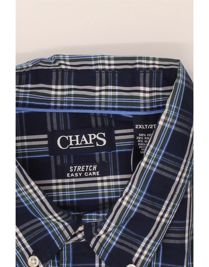 CHAPS Mens Tall Shirt 2XL Navy Blue Check Cotton Vintage Chaps and Second-Hand Chaps from Messina Hembry 