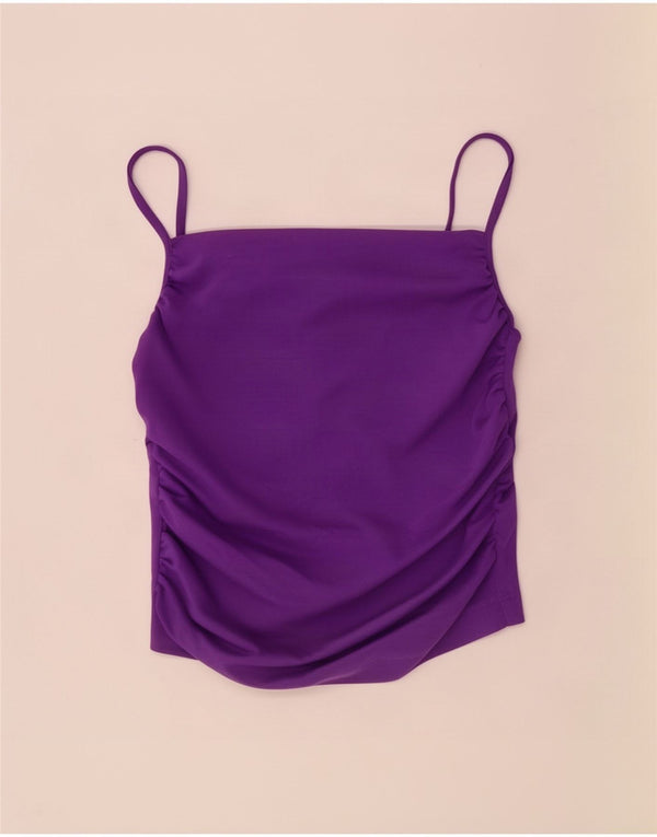 Zara Womens Cami Top UK 14 Large Purple Cotton