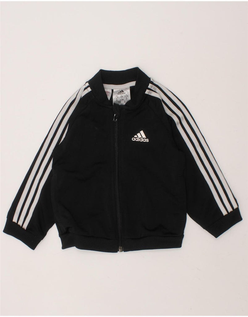 ADIDAS Baby Boys Graphic Tracksuit Top Jacket 9-12 Months Black Polyester Vintage Adidas and Second-Hand Adidas from Messina Hembry 