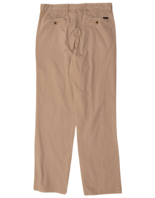 Gant Mens Straight Suit Trousers W33 L34 Beige Cotton