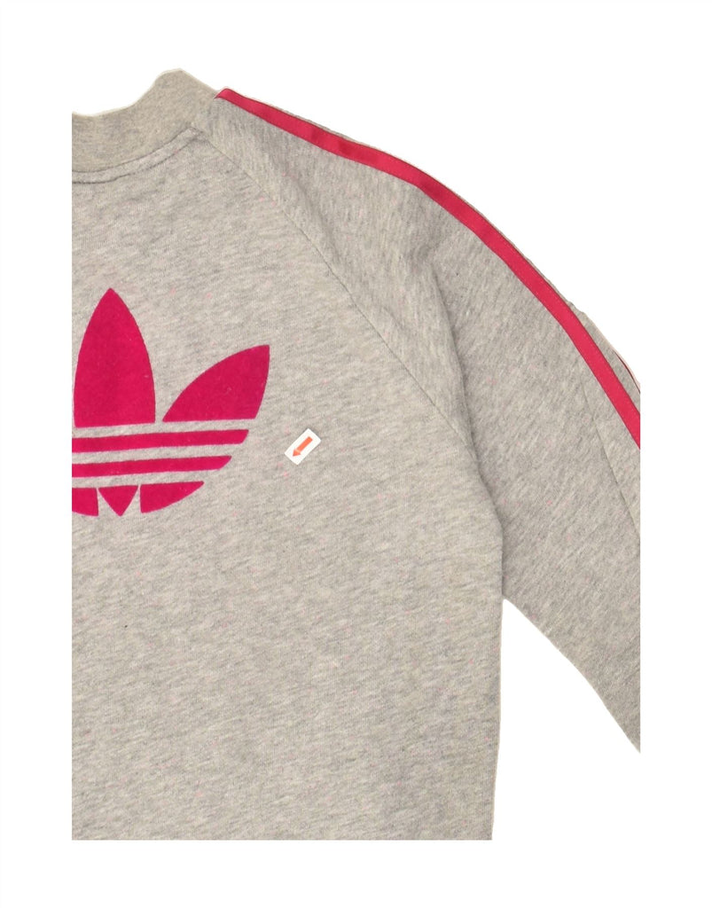 ADIDAS Girls Graphic Tracksuit Top Jacket 11-12 Years Grey Cotton | Vintage Adidas | Thrift | Second-Hand Adidas | Used Clothing | Messina Hembry 