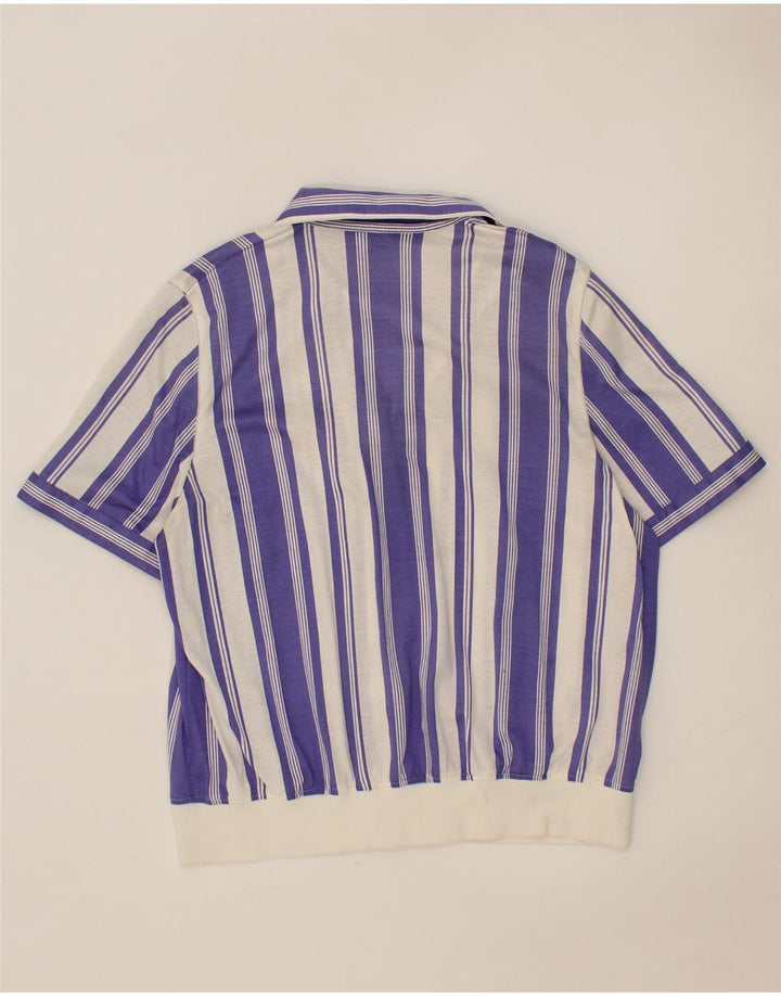 DONNA MIZAR Womens Short Sleeve Shirt Blouse UK 14 Medium Blue Striped Vintage Donna Mizar and Second-Hand Donna Mizar from Messina Hembry 