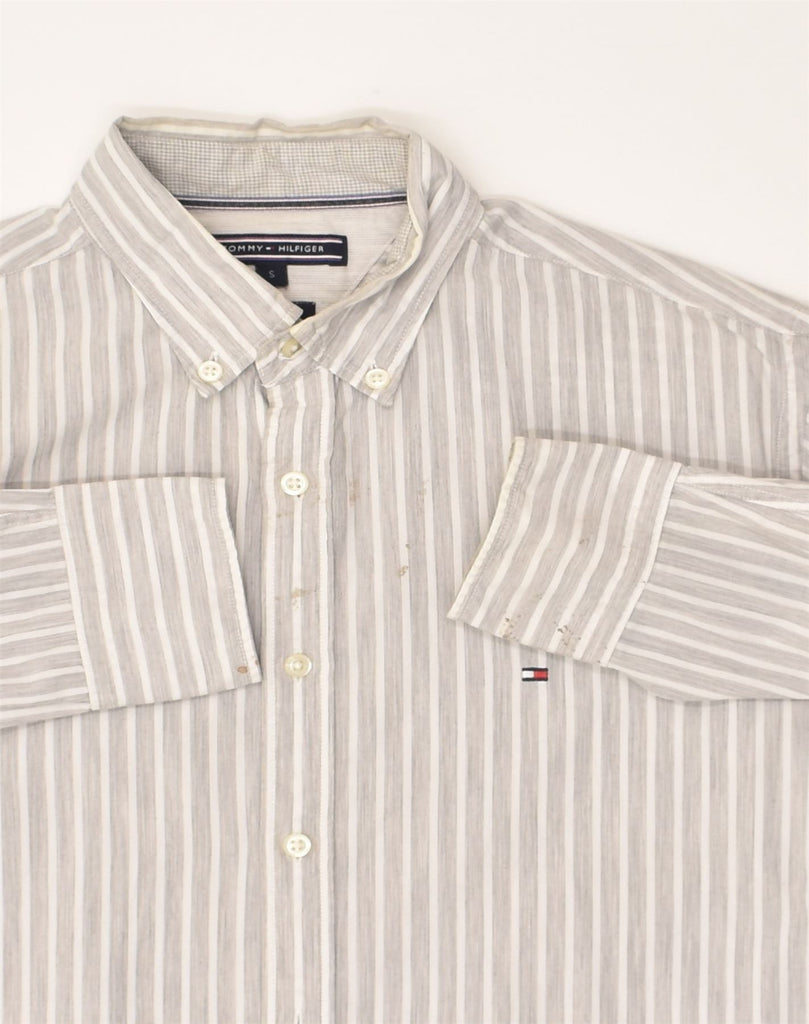 TOMMY HILFIGER Mens Shirt Small Grey Pinstripe Cotton | Vintage Tommy Hilfiger | Thrift | Second-Hand Tommy Hilfiger | Used Clothing | Messina Hembry 