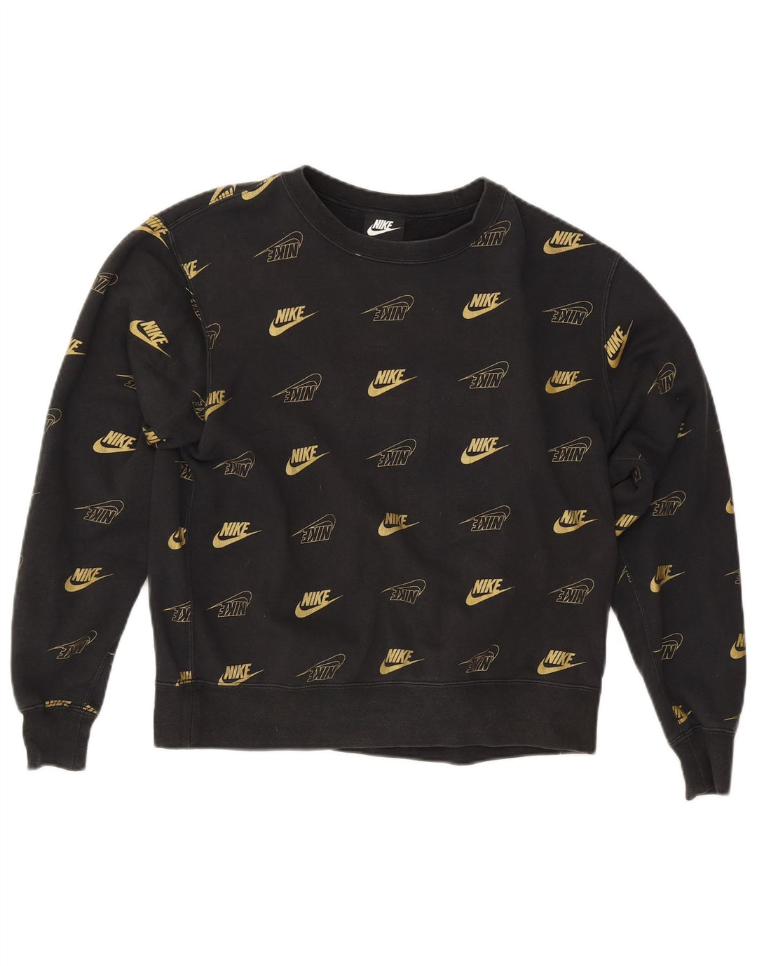 Nike Womens Graphic Oversized Sweatshirt Jumper UK 10 Small Black Cotton