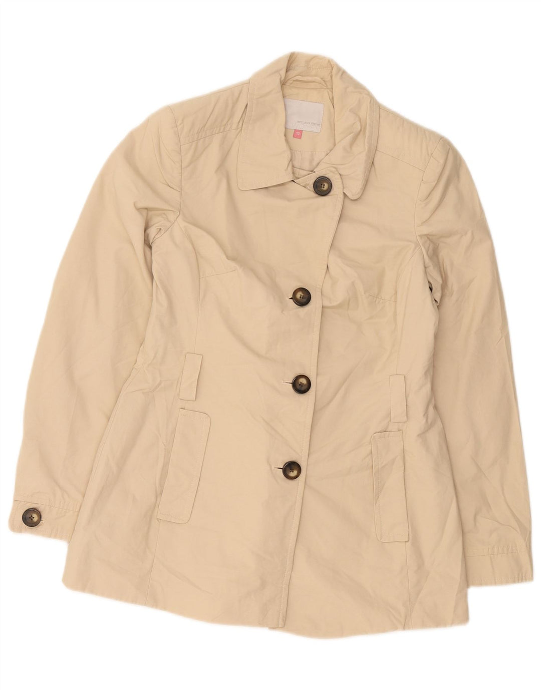John Lewis Womens Trench Coat UK 10 Small Beige Cotton