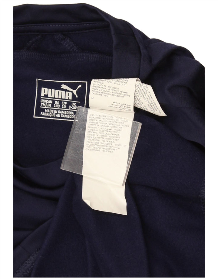 Puma Boys Top Long Sleeve 9-10 Years Navy Blue Polyester