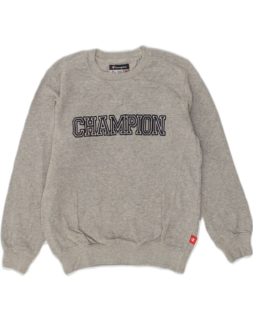 CHAMPION Boys Graphic Sweatshirt Jumper 9-10 Years Medium  Grey Cotton | Vintage Champion | Thrift | Second-Hand Champion | Used Clothing | Messina Hembry 