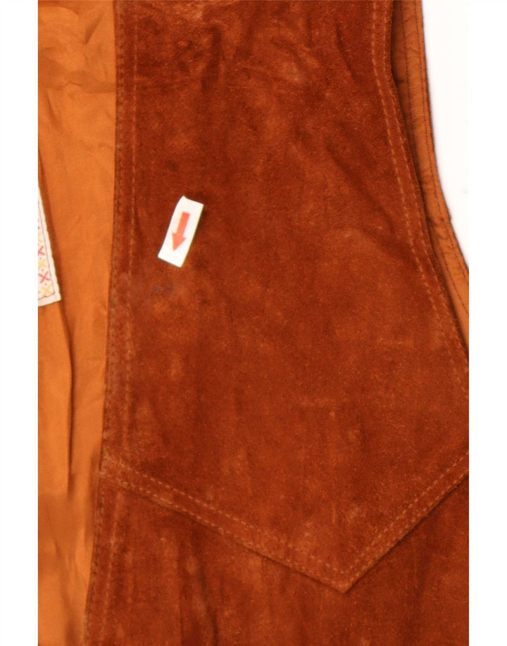 Vintage Mens Suede Waistcoat XL Brown
