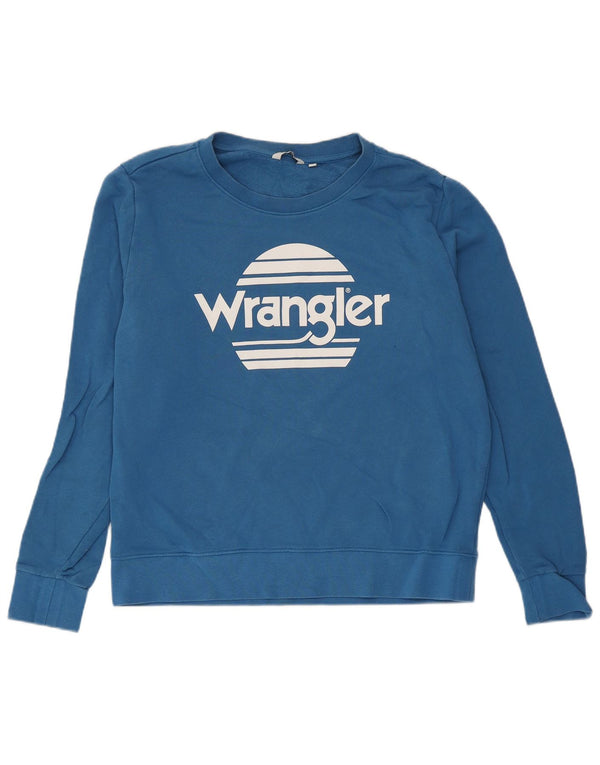 Wrangler Womens Graphic Sweatshirt Jumper UK 14 Medium Blue Cotton
