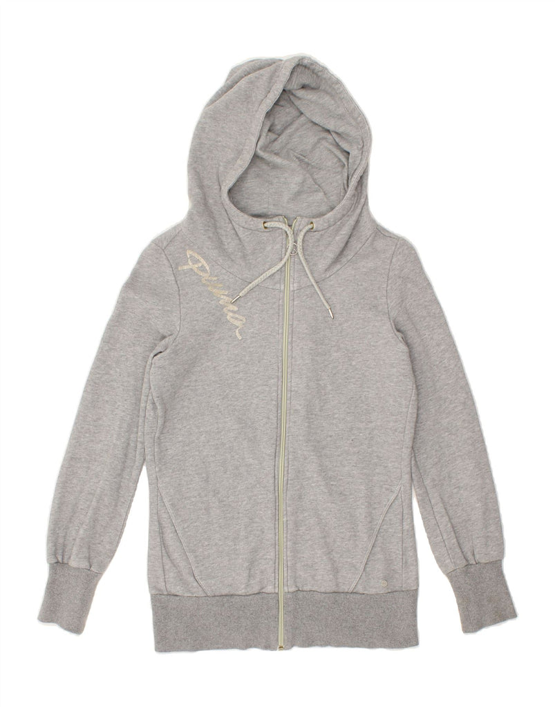 PUMA Womens Graphic Zip Hoodie Sweater UK 10 Small Grey Cotton Vintage Puma and Second-Hand Puma from Messina Hembry 