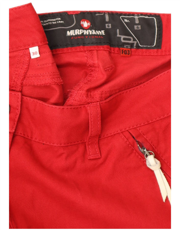 MURPHY & NYE Womens Straight Chino Trousers W30  L32 Red Cotton