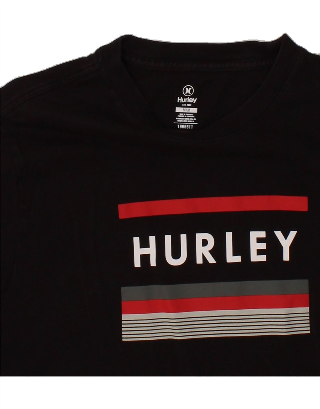 HURLEY Mens Graphic T-Shirt Top Medium Black Cotton Vintage Hurley and Second-Hand Hurley from Messina Hembry 