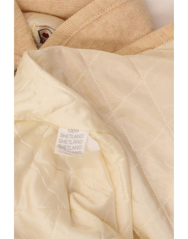 VINTAGE Womens Graphic 5 Button Blazer Jacket UK 14 Large Beige