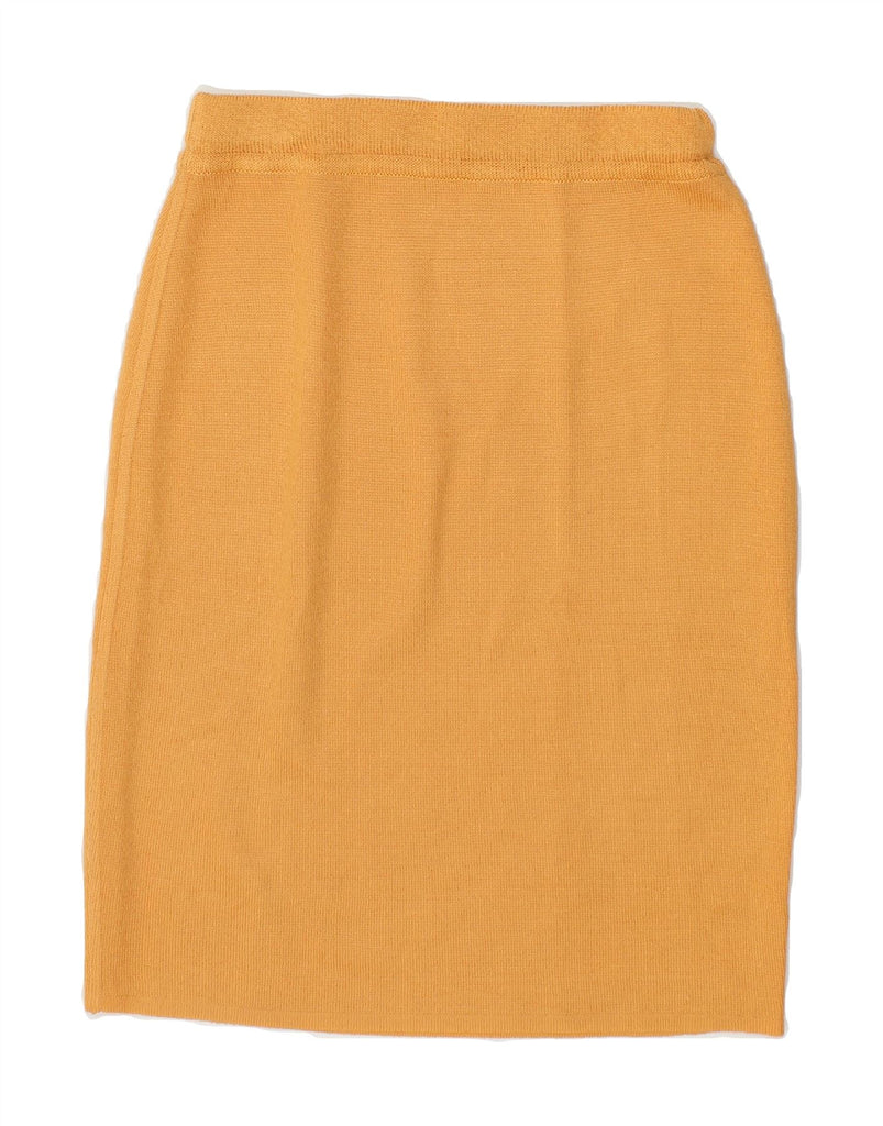 VINTAGE Womens Pencil Skirt IT 44 Medium W28 Yellow Viscose Vintage Vintage and Second-Hand Vintage from Messina Hembry 