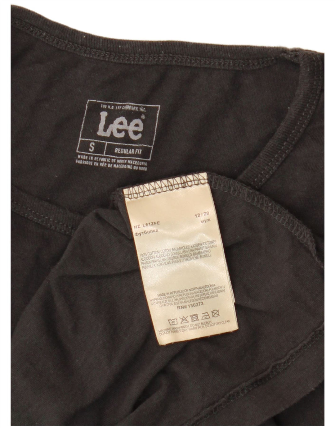 Lee Mens Regular Fit T-Shirt Top Small Grey Cotton