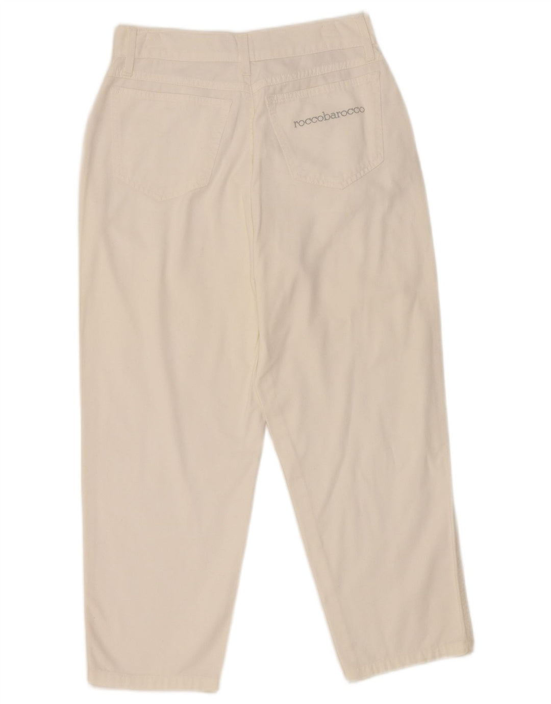 Roccobarocco Womens High Waist Capri Trousers IT 44 Medium W26 L22 White