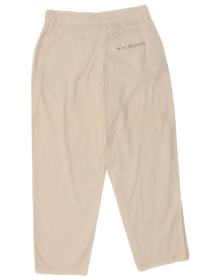 Roccobarocco Womens High Waist Capri Trousers IT 44 Medium W26 L22 White